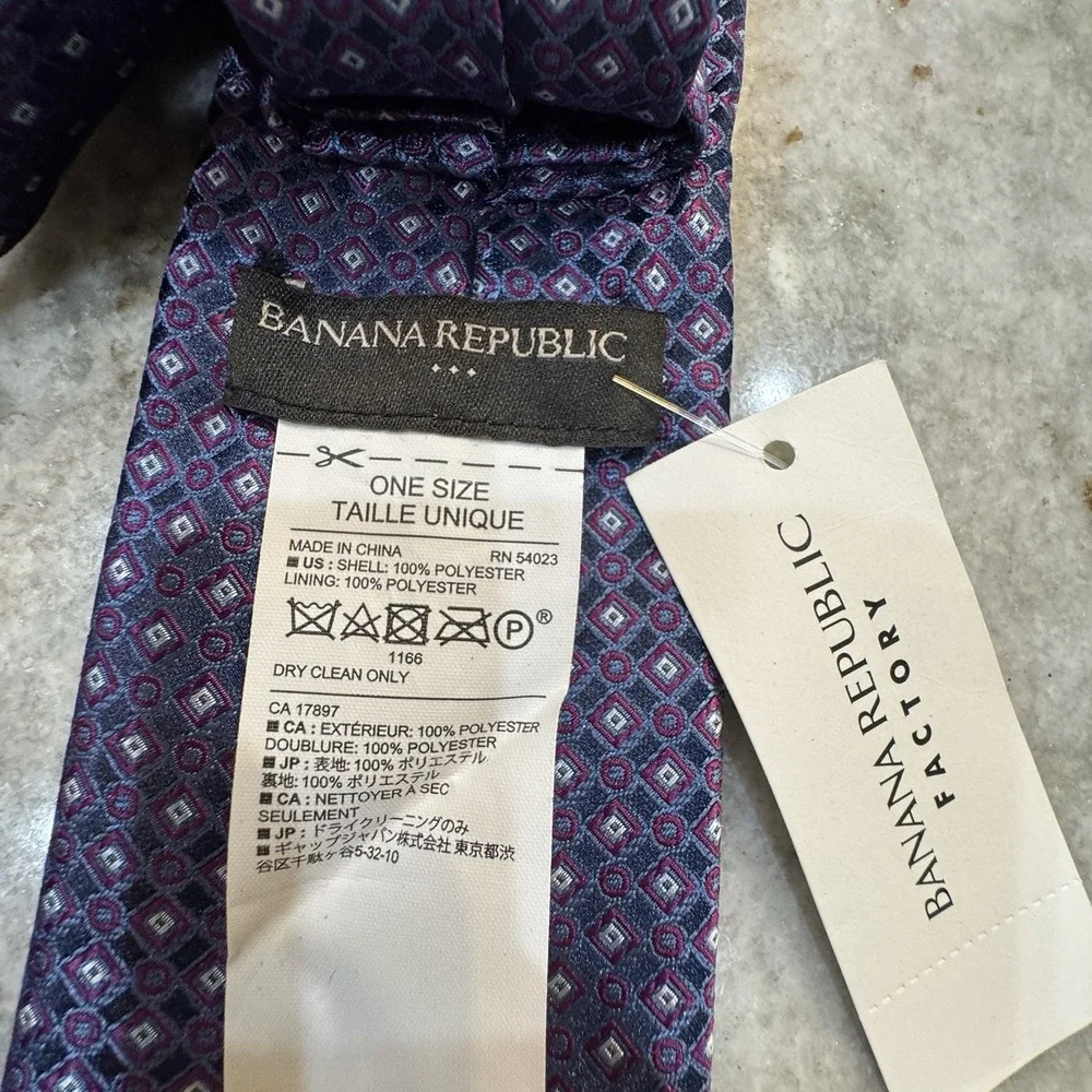 NWT Banana Republic Ditsy Geometric Neck Tie Purple Business Office O/S